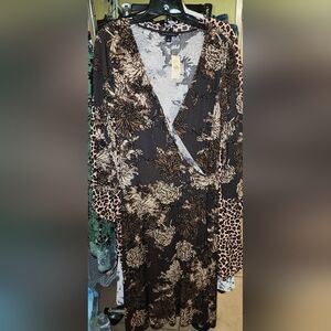 Banana Republic brown floral dress sz L NWT